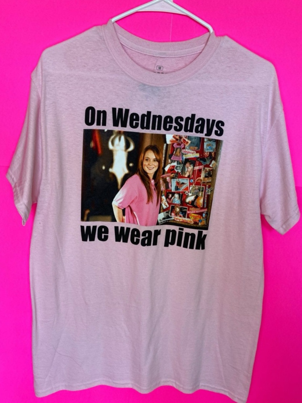 Graphic 'On Wednesdays We Wear Pink' Crewneck Tee - Light Pink